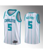 Men's Charlotte Hornets #5 Mark Williams White Stitched Basketball Jersey