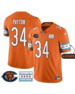 Men's Chicago Bears #34 Walter Payton Orange City Edition With Chicago Flag Vapor F.U.S.E. Untouchable Limited Jersey (Orange)