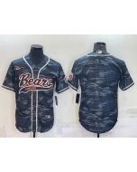 Men's Chicago Bears Blank Grey Camo With Patch Cool Base Stitched Baseball Jersey