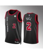 Men's Chicago Bulls #2 Lonzo Ball Black 2023/24 City Edition Stitched Basketball Jersey