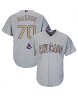 Men's Chicago Cubs #70 Joe Maddon World Series Champions Grey Program Cool Base Stitched MLB Jersey