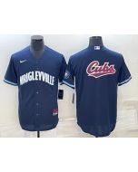 Men's Chicago Cubs Navy Team Big Logo Cool Base Stitched Jersey