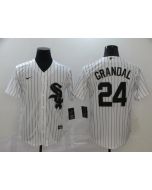 Men's Chicago White Sox #24 Yasmani Grandal White Cool Base Stitched MLB Jersey
