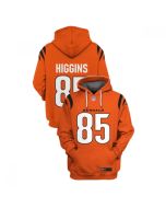 Men's Cincinnati Bengals #85 Tee Higgins 2021 Orange Pullover Hoodie