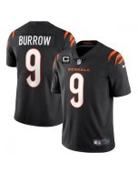 Men's Cincinnati Bengals #9 Joe Burrow 2022 Black With 3-star C Patch Vapor Limited Stitched Jersey