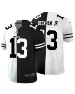 Men's Cleveland Browns #13 Odell Beckham Jr. Black & White Split Limited Stitched Jersey