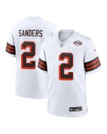 Men's Cleveland Browns #2 Shedeur Sanders White 2025 NFL Draft 2nd Alternate Game Jersey (White)