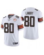 Men's Cleveland Browns #80 Jarvis Landry 2021 White 75th Anniversary Vapor Untouchable Limited Stitched NFL Jersey