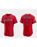 Men's Cleveland Guardians #1 Amed Rosario Red Flex Base Stitched Jersey