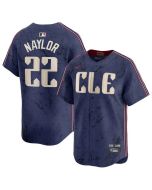 Men's Cleveland Guardians #22 Josh Naylor Navy 2024 City Connect Limited Stitched Baseball Jersey