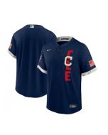 Men's Cleveland indians Blank 2021 Navy All-Star Cool Base Stitched MLB Jersey