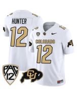 Men's Colorado Buffaloes #12 Travis Hunter White 2023 F.U.S.E. With PAC-12 Patch Stitched Football Jersey