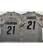 Men's Colorado Buffaloes Gray #21 Sanders Stitched Jersey