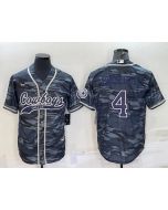 Men's Dallas Cowboys #4 Dak Prescott Grey Navy Camo With Patch Cool Base Stitched Baseball Jersey