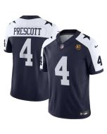 Men's Dallas Cowboys #4 Dak Prescott Navy 2023 F.U.S.E. With John Madden Patch Vapor Limited Stitched Football Jersey (Navy)