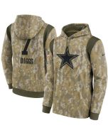 Men's Dallas Cowboys #7 Trevon Diggs Camo 2021 Salute To Service Therma Performance Pullover Hoodie
