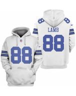 Men's Dallas Cowboys #88 CeeDee Lamb 2021 White Pullover Hoodie