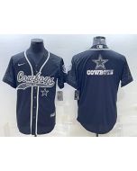 Men's Dallas Cowboys Black Reflective Team Big Logo With Patch Cool Base Stitched Baseball Jersey