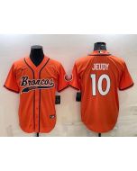 Men's Denver Broncos #10 Jerry Jeudy Orange With Patch Cool Base Stitched Baseball Jersey