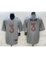 Men's Denver Broncos #3 Russell Wilson Grey With Patch Atmosphere Fashion Stitched Jersey