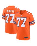 Men's Denver Broncos #77 Quinn Meinerz Orange Mile High Collection 1977 Throwback Player Game Jersey
