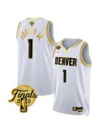 Men's Denver Nuggets #1 Michael Porter Jr. White Gold Edition 2023 Finals Collection With NO.6 Patch Stitched Basketball Jersey