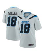 Men's Detroit Lions #18 Isaac TeSlaa Silver 2026 Rivalries Collection Game Jersey (Silver)