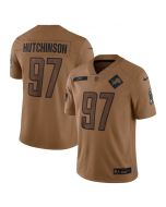 Men's Detroit Lions #97 Aidan Hutchinson 2023 Brown Salute To Service Limited Stitched Jersey