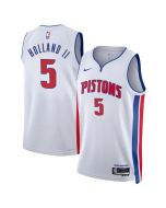 Men's Detroit Pistons #5 Ron Holland II White 2024 Draft Association Edition Stitched Jersey