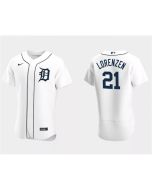 Men's Detroit Tigers #21 Michael Lorenzen White Flex Base Stitched Jersey