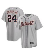 Men's Detroit Tigers #24 Miguel Cabrera Gray Road Replica Player Name Jersey (Gray)