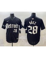 Men's Detroit Tigers #28 Javier Baez Black "Motor Gothic Edition" Vapor Premier Limited Stitched Baseball Jersey