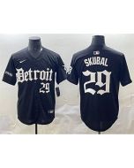 Men's Detroit Tigers #29 Tarik Skubal Black "Motor Gothic Edition" Vapor Premier Limited Stitched Baseball Jersey