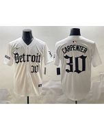 Men's Detroit Tigers #30 Kerry Carpenter White "Motor Gothic Edition" Vapor Premier Limited Stitched Baseball Jersey