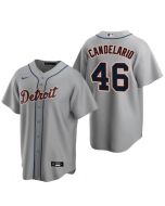 Men's Detroit Tigers #46 Jeimer Candelario Grey Cool Base Stitched Jersey