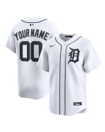 Men's Detroit Tigers White Home Limited Custom Jersey (White)