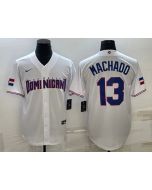 Men's Dominican Republic Baseball #13 Manny Machado 2023 White World Baseball Classic Stitched Jersey