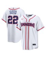 Men's Dominican Republic Baseball #22 Juan Soto White 2026 World Baseball Classic Home Stadium Jersey (White)