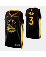 Men's Golden State Warriors #3 Chris Paul Black 2023/24 City Edition Stitched Basketball Jersey