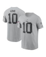 Men's Green Bay Packers #10 Jordan Love Gray 2024 Salute To Service Name & Number T-Shirt (Green Gray)