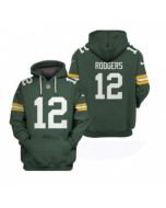 Men's Green Bay Packers #12 Aaron Rodgers 2021 Green Pullover Hoodie (Green)