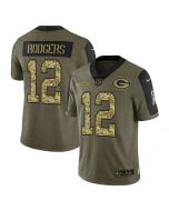 Men's Green Bay Packers #12 Aaron Rodgers 2021 Olive Camo Salute To Service Limited Stitched Jersey
