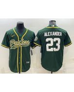 Men's Green Bay Packers #23 Jaire Alexander Green With Patch Cool Base Stitched Baseball Jersey