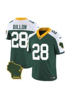 Men's Green Bay Packers #28 A.J. Dillon Green/White 2023 F.U.S.E. Home Patch Vapor Untouchable Limited Stitched Jersey