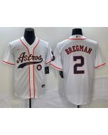 Men's Houston Astros #2 Alex Bregman White With Patch Cool Base Stitched Baseball Jersey