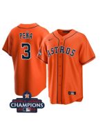 Men's Houston Astros #3 Jeremy Pena Orange 2022 World Series Champions Cool Base Stitched Baseball Jersey