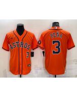 Men's Houston Astros #3 Jeremy Pena Orange With Patch Cool Base Stitched Jersey