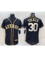 Men's Houston Astros #30 Kyle Tucker Black Gold Flex Base Stitched Jersey