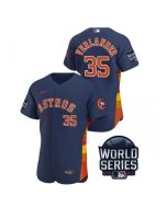 Men's Houston Astros #35 Justin Verlander 2021 Navy World Series Flex Base Stitched Baseball Jersey