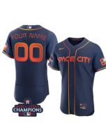 Men's Houston Astros ACTIVE Player Custom Navy 2022 World Series Champions City Connect Flex Base Stitched Baseball Jersey